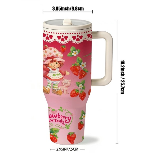 Strawberry Shortcake Pink Character Travel Mug - Cute Strawberry Design - Picture 4 of 4